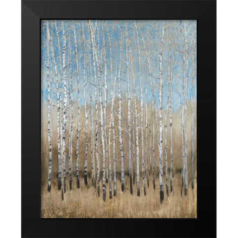 Dusty Blue Birches I Black Modern Wood Framed Art Print by OToole, Tim