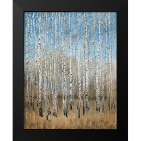 Dusty Blue Birches II Black Modern Wood Framed Art Print by OToole, Tim