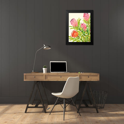 Watercolor Tropical Flowers I Black Modern Wood Framed Art Print by OToole, Tim