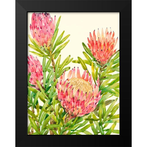 Watercolor Tropical Flowers II Black Modern Wood Framed Art Print by OToole, Tim