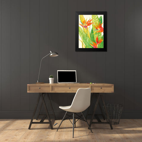 Watercolor Tropical Flowers III Black Modern Wood Framed Art Print by OToole, Tim