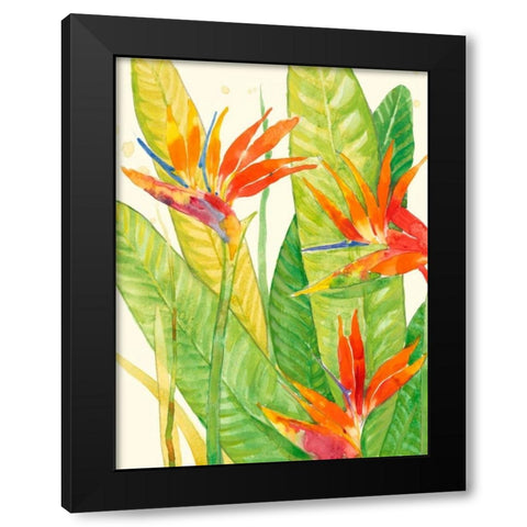 Watercolor Tropical Flowers III Black Modern Wood Framed Art Print with Double Matting by OToole, Tim