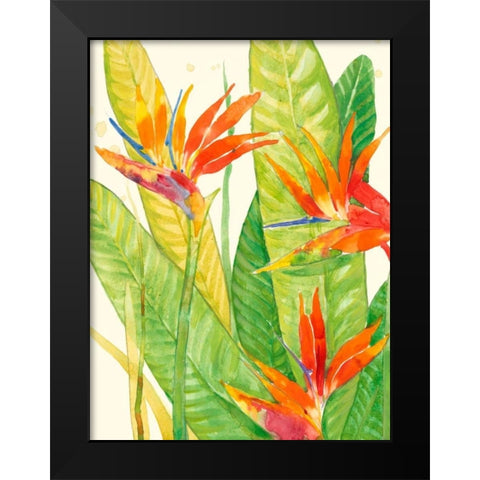Watercolor Tropical Flowers III Black Modern Wood Framed Art Print by OToole, Tim