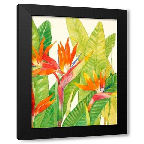 Watercolor Tropical Flowers IV Black Modern Wood Framed Art Print with Double Matting by OToole, Tim