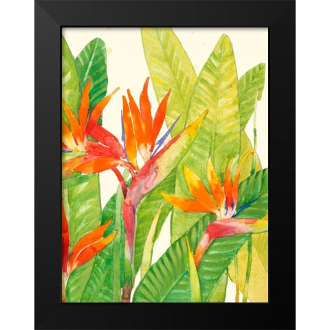 Watercolor Tropical Flowers IV Black Modern Wood Framed Art Print by OToole, Tim