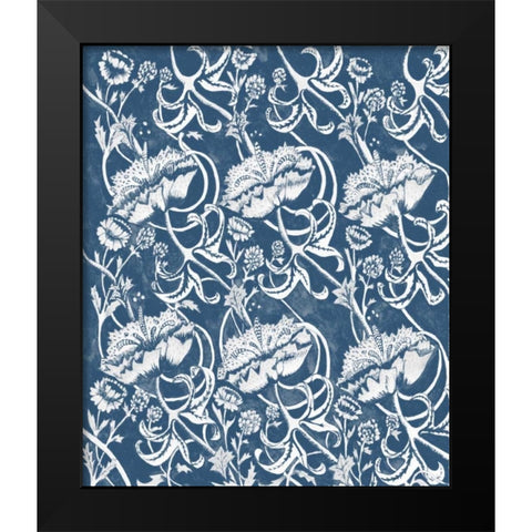 Indigo Floral Chintz II Black Modern Wood Framed Art Print by McCavitt, Naomi
