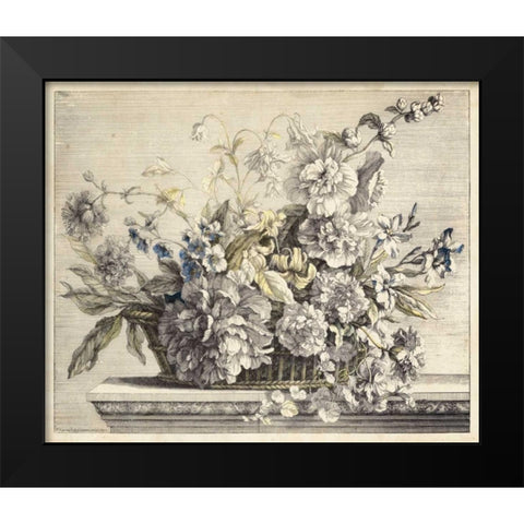 Vintage Basket of Flowers II Black Modern Wood Framed Art Print by Baptiste, Giovanni