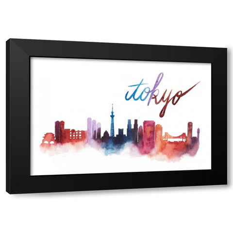 World Cities Skyline II Black Modern Wood Framed Art Print with Double Matting by Popp, Grace