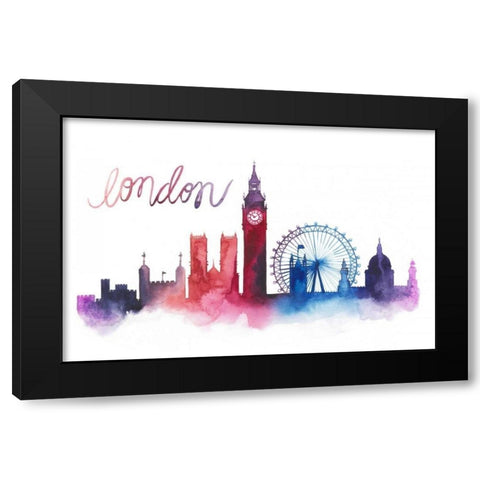 World Cities Skyline VI Black Modern Wood Framed Art Print with Double Matting by Popp, Grace