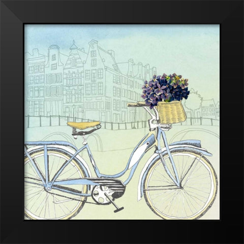 Biking Through Amsterdam Black Modern Wood Framed Art Print by McCavitt, Naomi