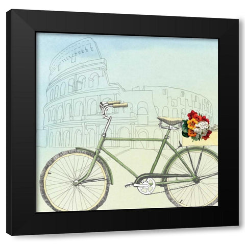 Biking Through Rome Black Modern Wood Framed Art Print by McCavitt, Naomi