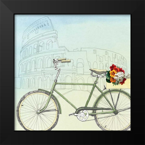 Biking Through Rome Black Modern Wood Framed Art Print by McCavitt, Naomi