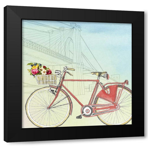 Biking Through New York Black Modern Wood Framed Art Print by McCavitt, Naomi