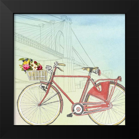 Biking Through New York Black Modern Wood Framed Art Print by McCavitt, Naomi
