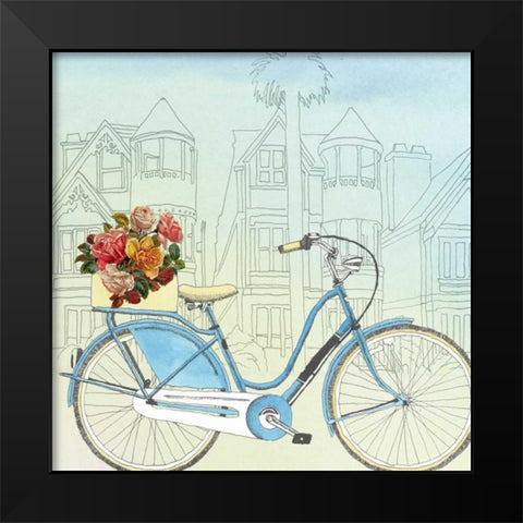 Biking Through San Francisco Black Modern Wood Framed Art Print by McCavitt, Naomi