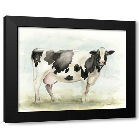 Watercolor Cow I Black Modern Wood Framed Art Print with Double Matting by Popp, Grace