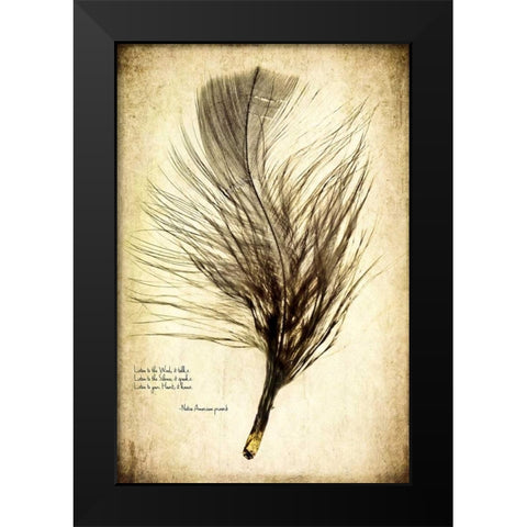 Feather on the Wind II Black Modern Wood Framed Art Print by Malek, Honey