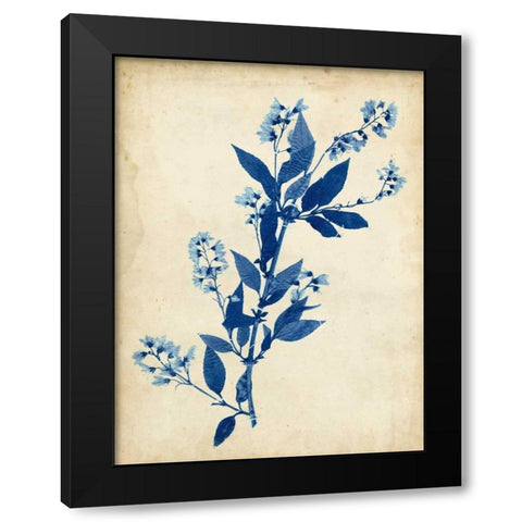 Indigo Leaf Study I Black Modern Wood Framed Art Print with Double Matting by Vision Studio