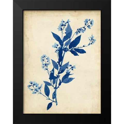 Indigo Leaf Study I Black Modern Wood Framed Art Print by Vision Studio