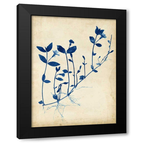 Indigo Leaf Study II Black Modern Wood Framed Art Print with Double Matting by Vision Studio