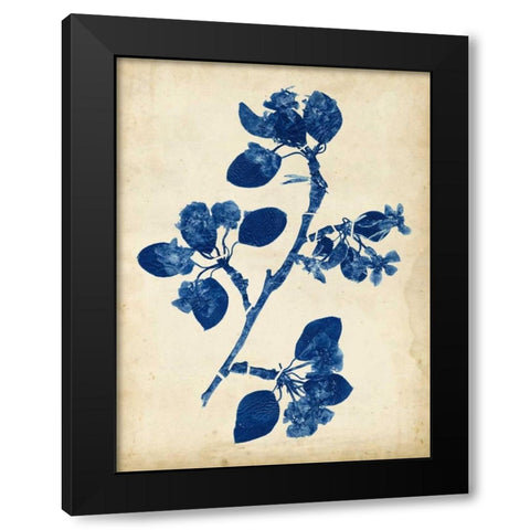 Indigo Leaf Study IV Black Modern Wood Framed Art Print with Double Matting by Vision Studio