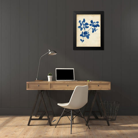 Indigo Leaf Study V Black Modern Wood Framed Art Print by Vision Studio