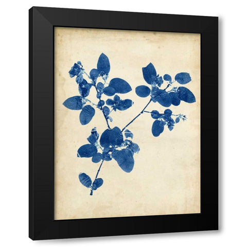 Indigo Leaf Study V Black Modern Wood Framed Art Print with Double Matting by Vision Studio