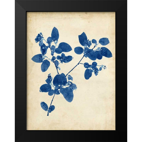 Indigo Leaf Study V Black Modern Wood Framed Art Print by Vision Studio