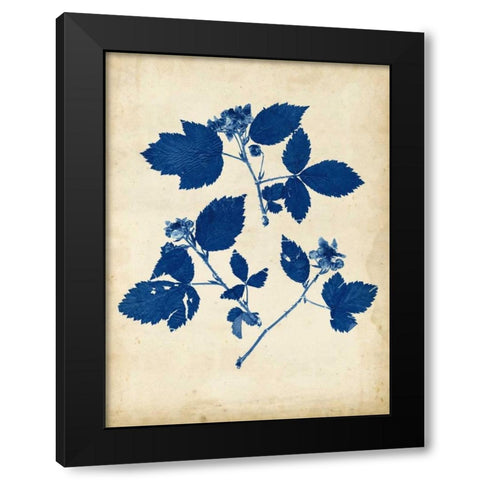 Indigo Leaf Study VI Black Modern Wood Framed Art Print with Double Matting by Vision Studio