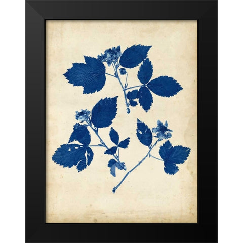 Indigo Leaf Study VI Black Modern Wood Framed Art Print by Vision Studio