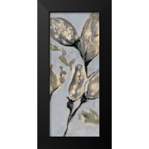 Flower Bud Triptych I Black Modern Wood Framed Art Print by Goldberger, Jennifer