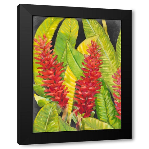 Red Tropical Flowers I Black Modern Wood Framed Art Print with Double Matting by OToole, Tim