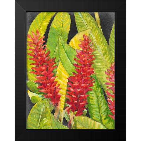 Red Tropical Flowers I Black Modern Wood Framed Art Print by OToole, Tim