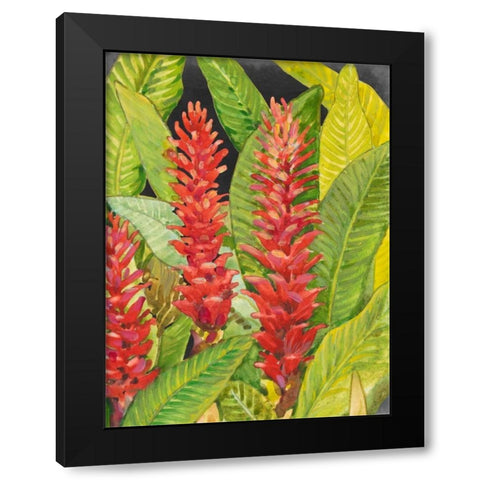 Red Tropical Flowers II Black Modern Wood Framed Art Print with Double Matting by OToole, Tim