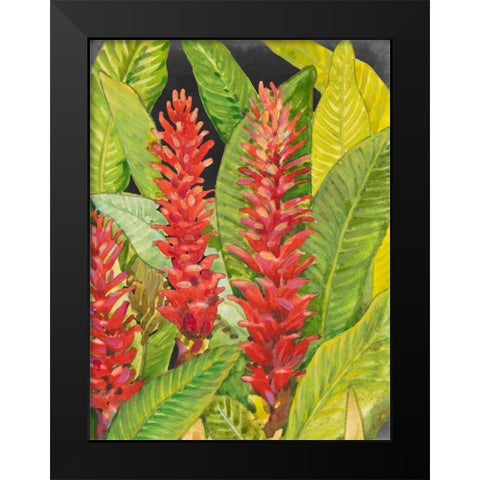 Red Tropical Flowers II Black Modern Wood Framed Art Print by OToole, Tim