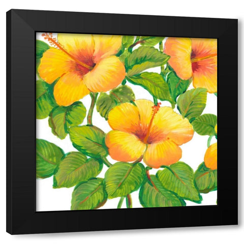 Watercolor Hibiscus III Black Modern Wood Framed Art Print with Double Matting by OToole, Tim