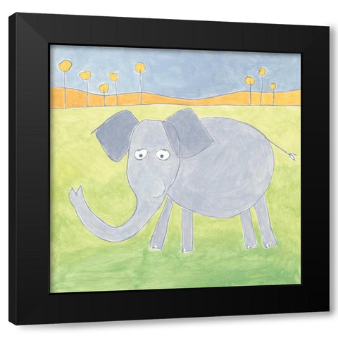Quinns Elephant Black Modern Wood Framed Art Print by Meagher, Megan