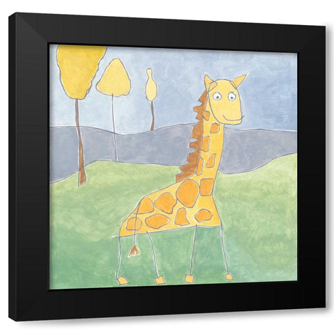 Quinns Giraffe Black Modern Wood Framed Art Print with Double Matting by Meagher, Megan