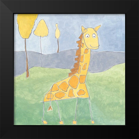 Quinns Giraffe Black Modern Wood Framed Art Print by Meagher, Megan
