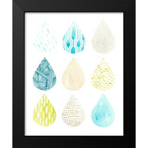 Pattern Drops I Black Modern Wood Framed Art Print by Vess, June Erica