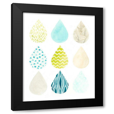 Pattern Drops II Black Modern Wood Framed Art Print by Vess, June Erica