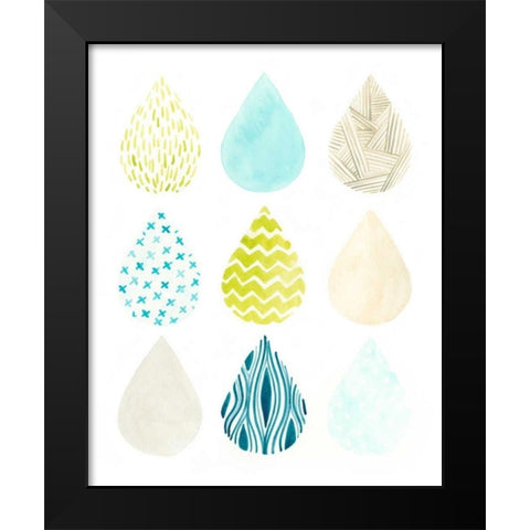 Pattern Drops II Black Modern Wood Framed Art Print by Vess, June Erica
