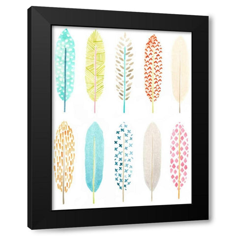 Feather Patterns I Black Modern Wood Framed Art Print with Double Matting by Vess, June Erica
