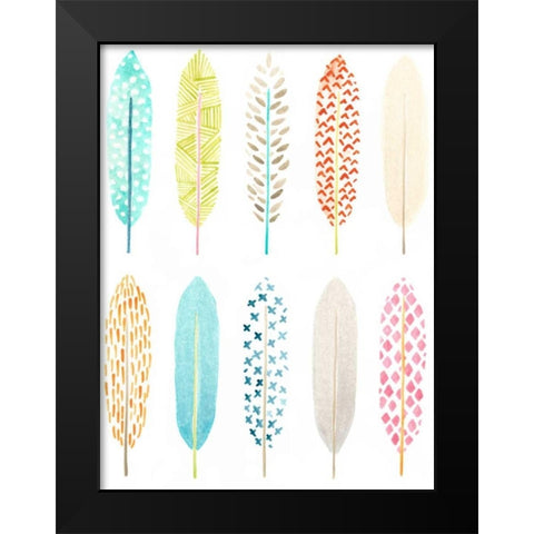 Feather Patterns I Black Modern Wood Framed Art Print by Vess, June Erica