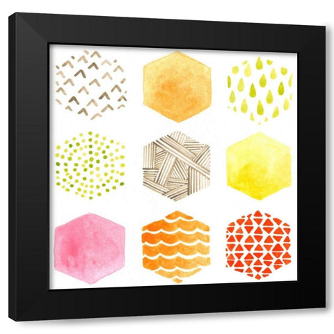 Honeycomb Patterns I Black Modern Wood Framed Art Print with Double Matting by Vess, June Erica