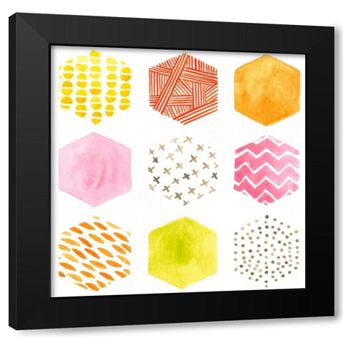 Honeycomb Patterns II Black Modern Wood Framed Art Print by Vess, June Erica