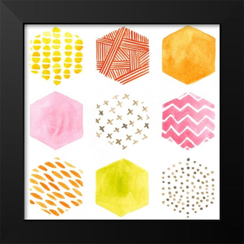 Honeycomb Patterns II Black Modern Wood Framed Art Print by Vess, June Erica