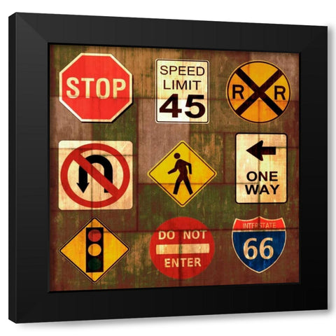 Garage Sign IV Black Modern Wood Framed Art Print with Double Matting by Studio W