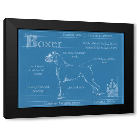 Blueprint Boxer Black Modern Wood Framed Art Print with Double Matting by Harper, Ethan