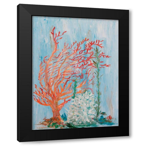 Painterly Coral I Black Modern Wood Framed Art Print by Brewington, Olivia